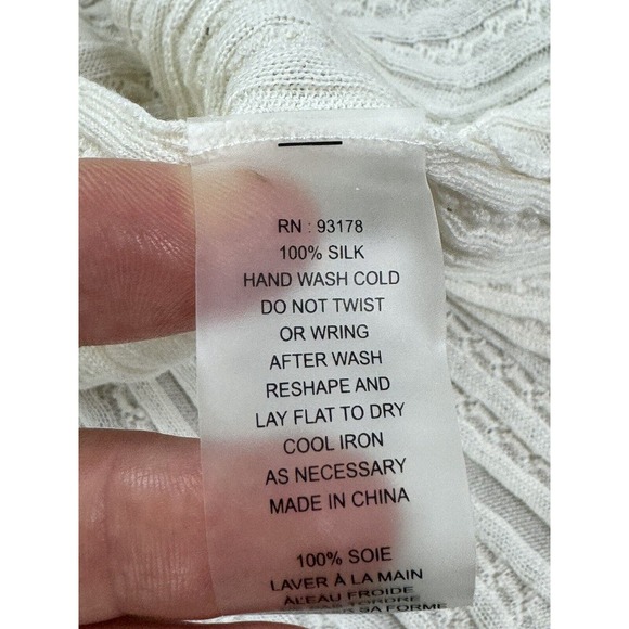 Elie Tahari Cloud White Sweater Cable Knit Silk Pullover cottage farmhouse M - Picture 8 of 15